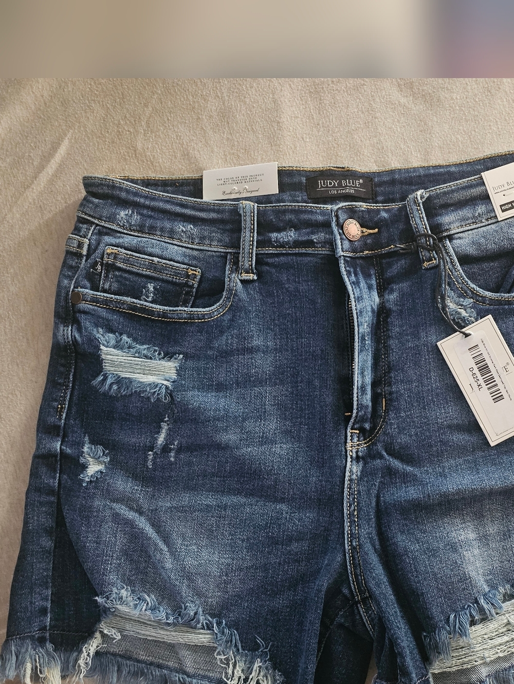Judy Blue Distressed Denim Cutoff Shorts - Dark Blue